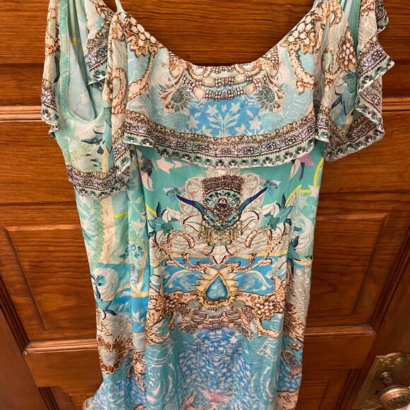Camilla Long Wrap Dress w/ Frill Turn Back Time size XS Blue $749 NWT's - Picture 9 of 16